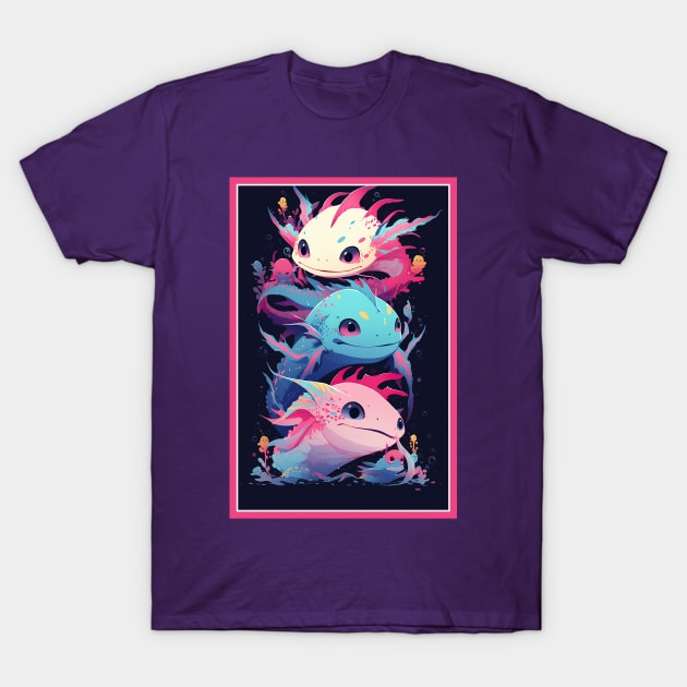 Cute Axolotl Anime Art Design | Cute Animals | Axolotl Hentaii Chibi Kawaii Design T-Shirt by AlNoah